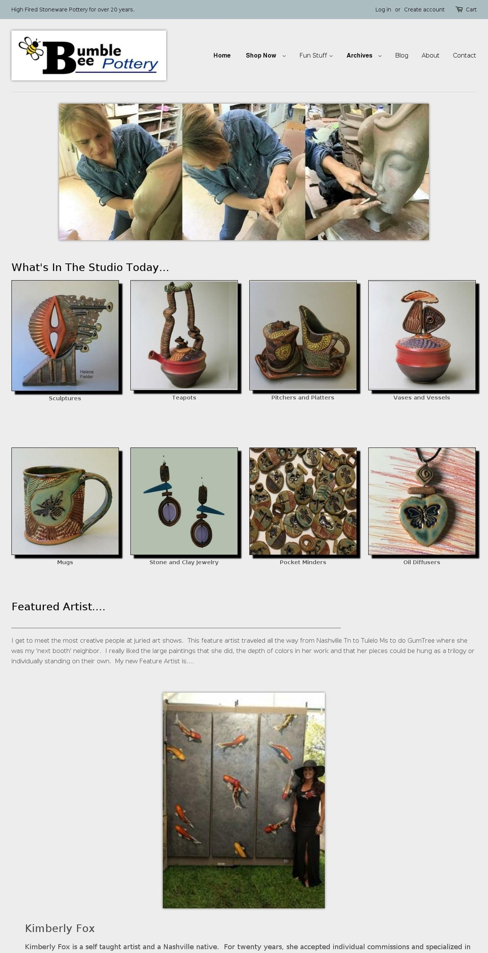 bumblebeepottery.com shopify website screenshot