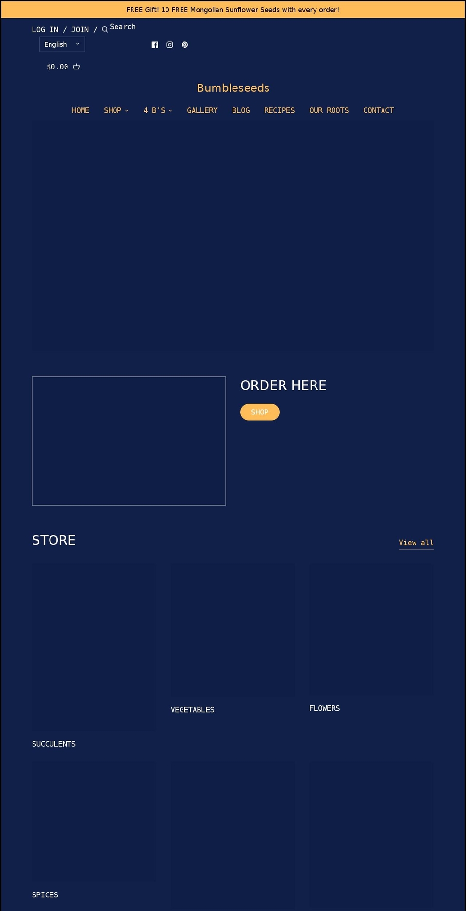 bumbleseeds.com shopify website screenshot