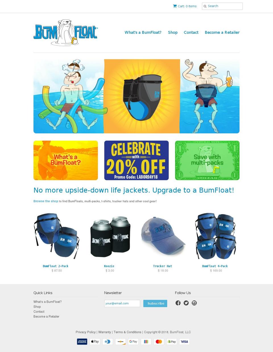 bumfloats.com — Shopify storefront screenshot