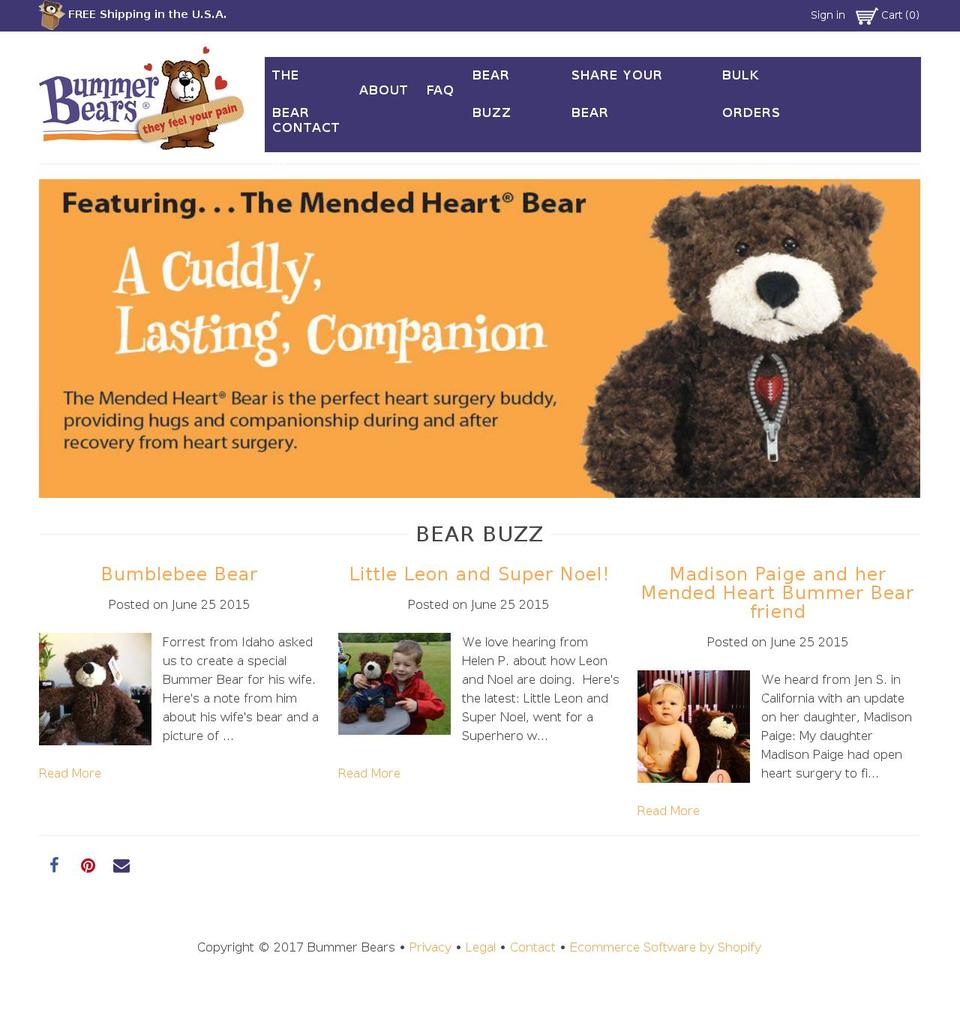 bummerbears.com shopify website screenshot