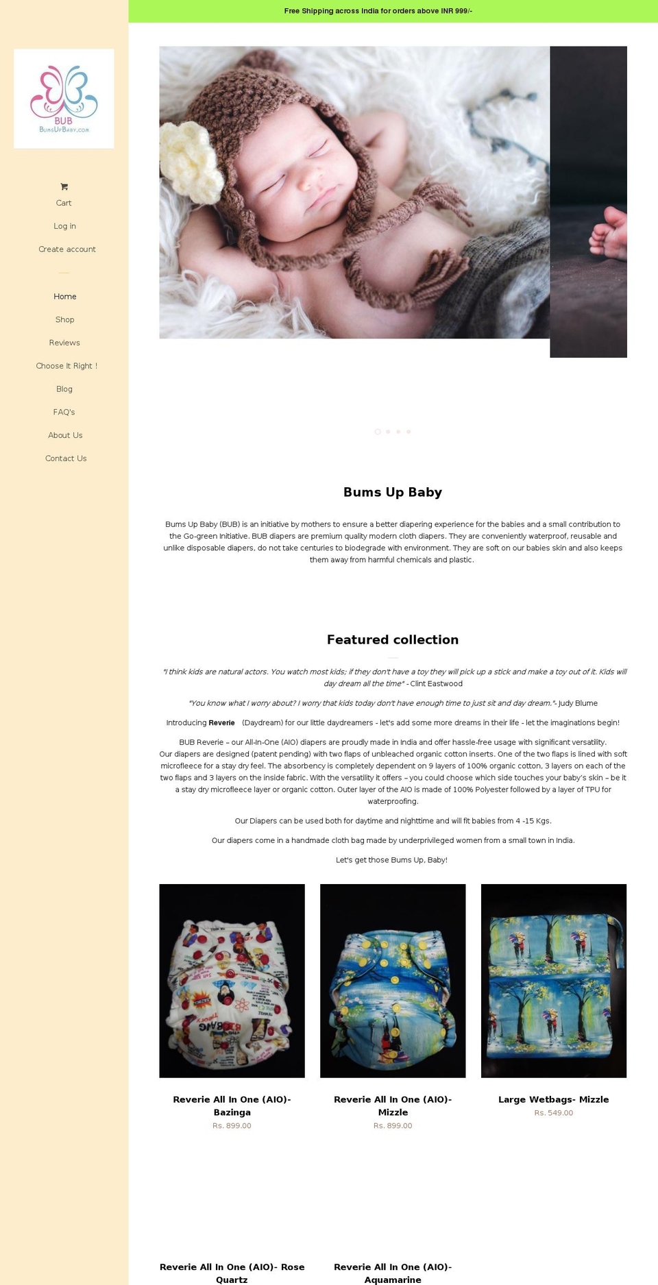 bumsupbaby.com — Shopify storefront screenshot