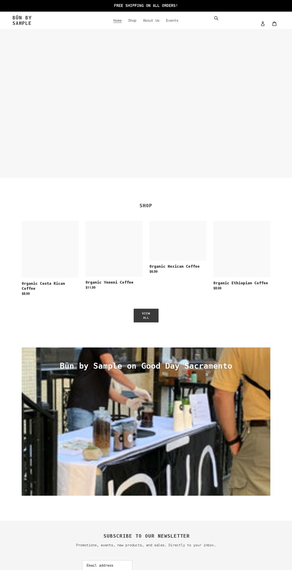 bunbysample.com shopify website screenshot