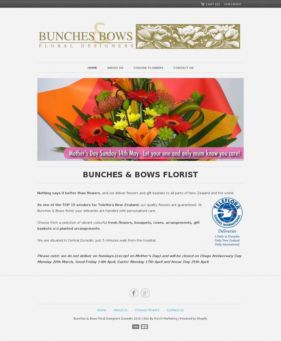 bunchesandbows.co.nz shopify website screenshot