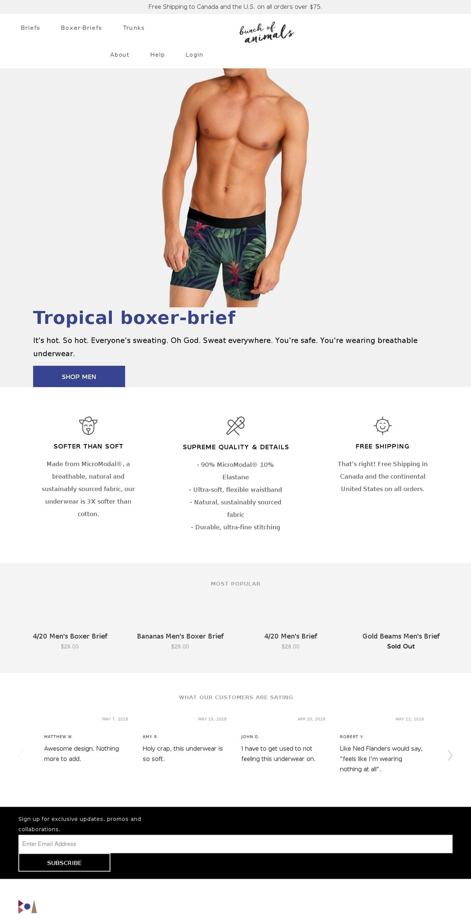 bunchofanimals.com — Shopify storefront screenshot