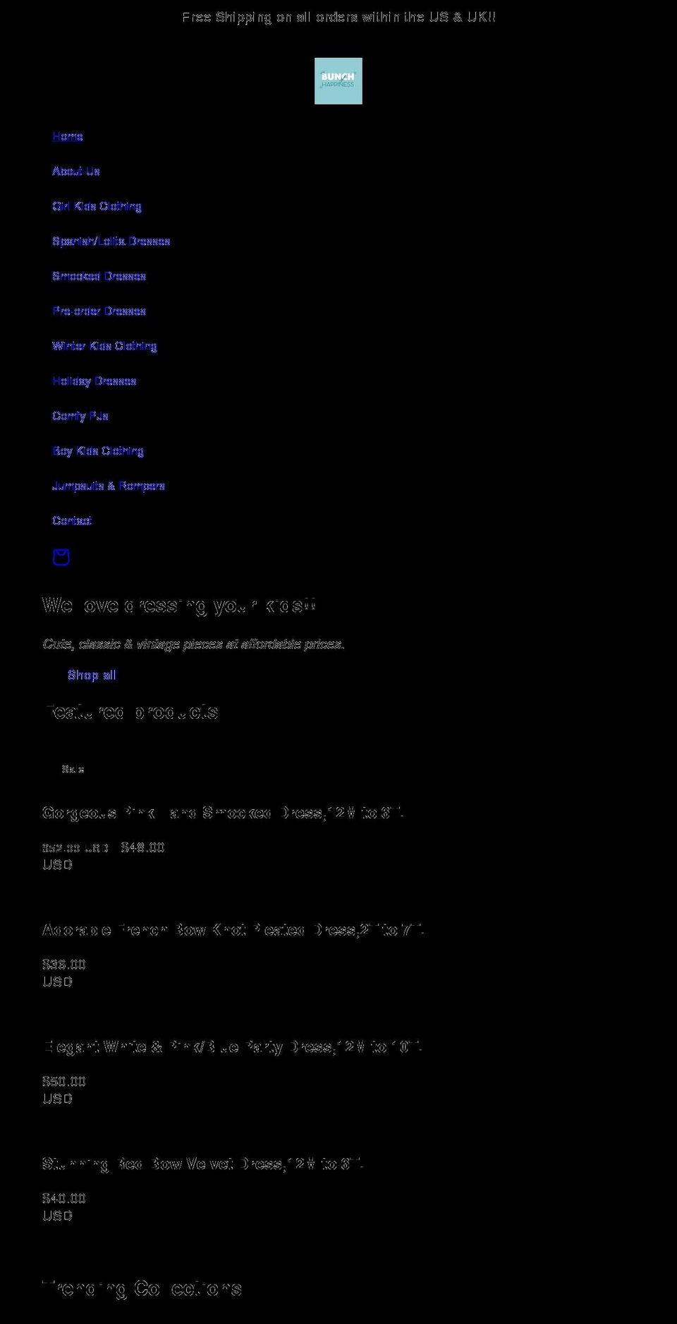 bunchofhappiness.com shopify website screenshot
