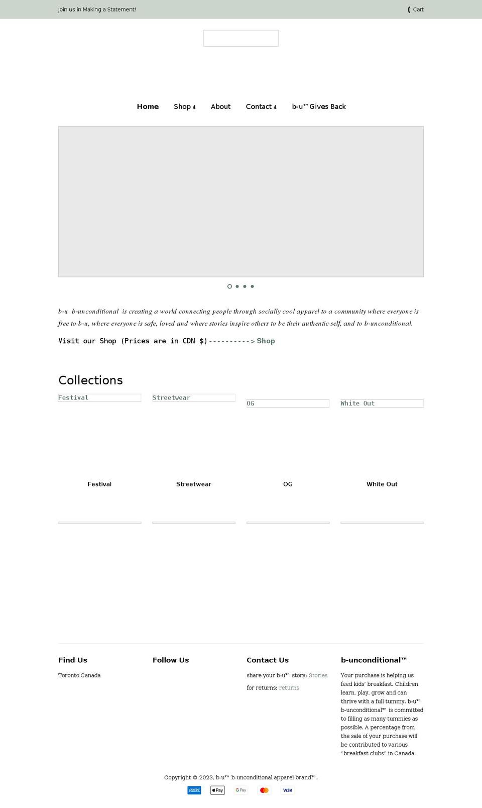 bunconditional.com shopify website screenshot