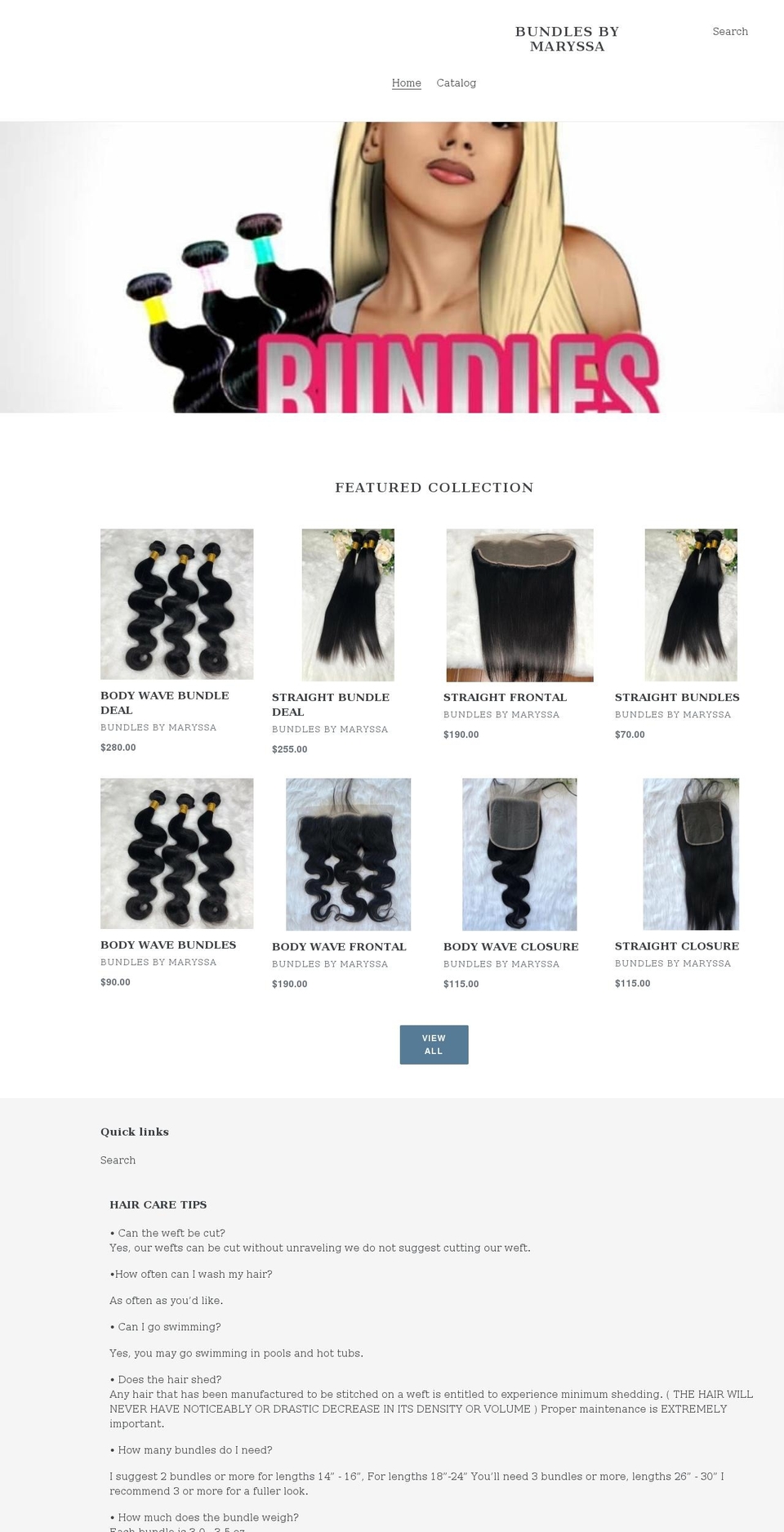 bundlesbymaryssa.com shopify website screenshot