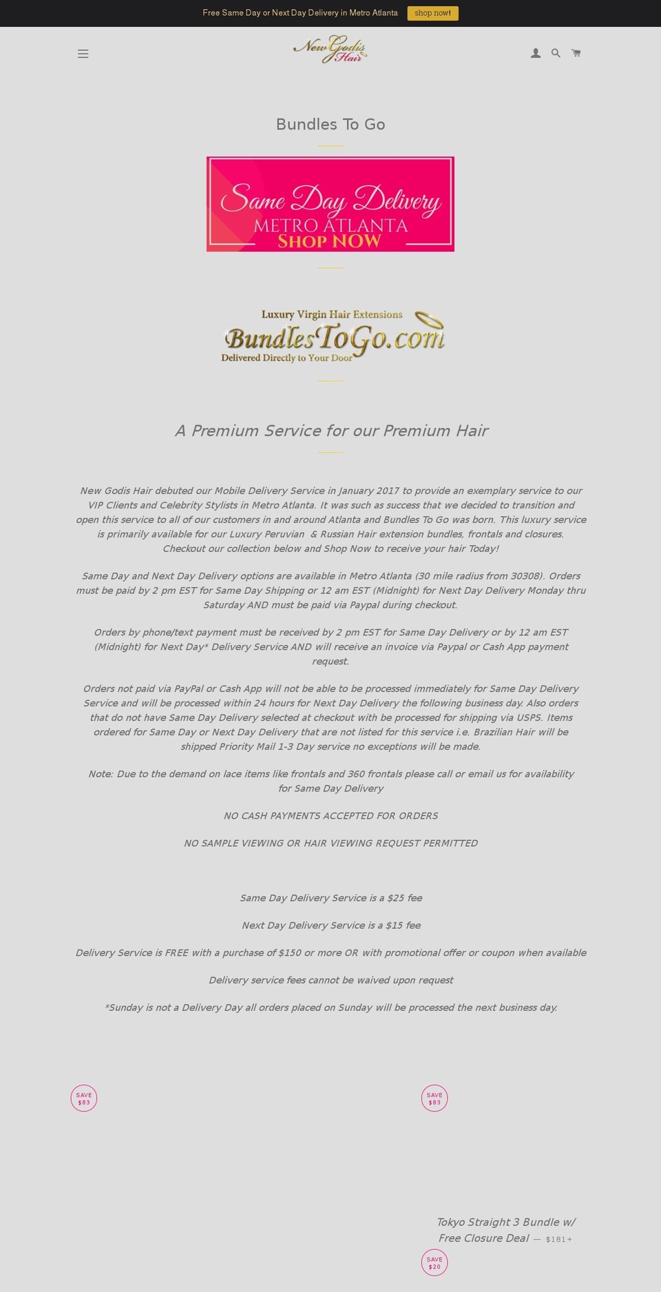 bundlestogo.com — Shopify storefront screenshot