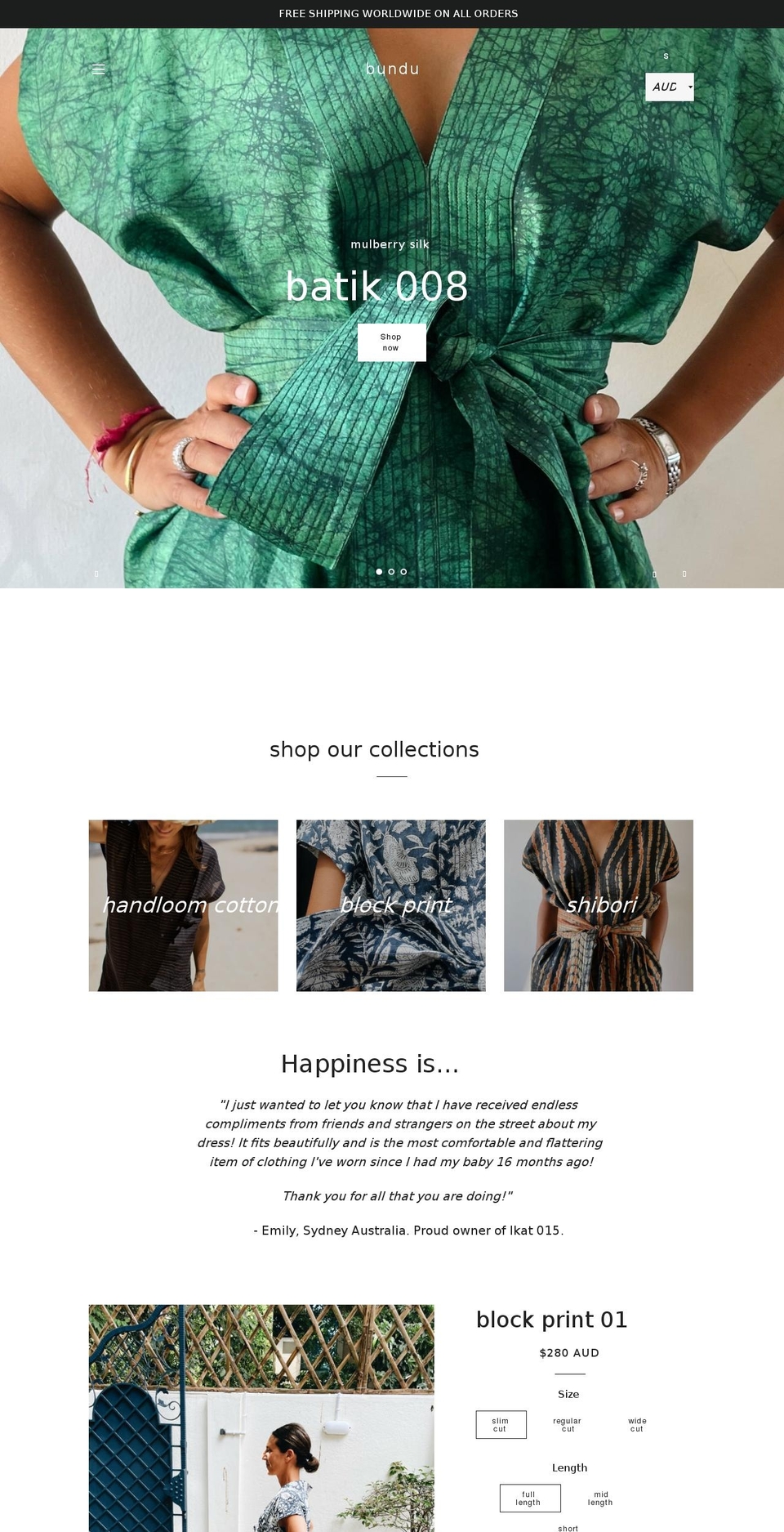 bundutextiles.com shopify website screenshot