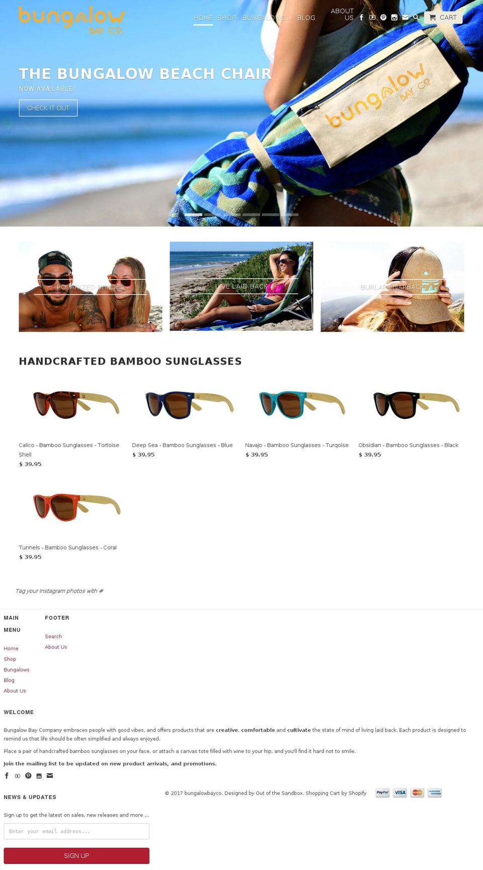 bungalowbeachchair.com shopify website screenshot