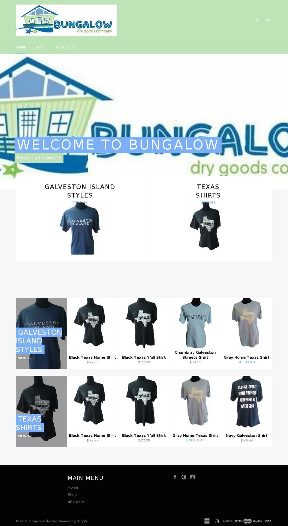 bungalowgalveston.com shopify website screenshot