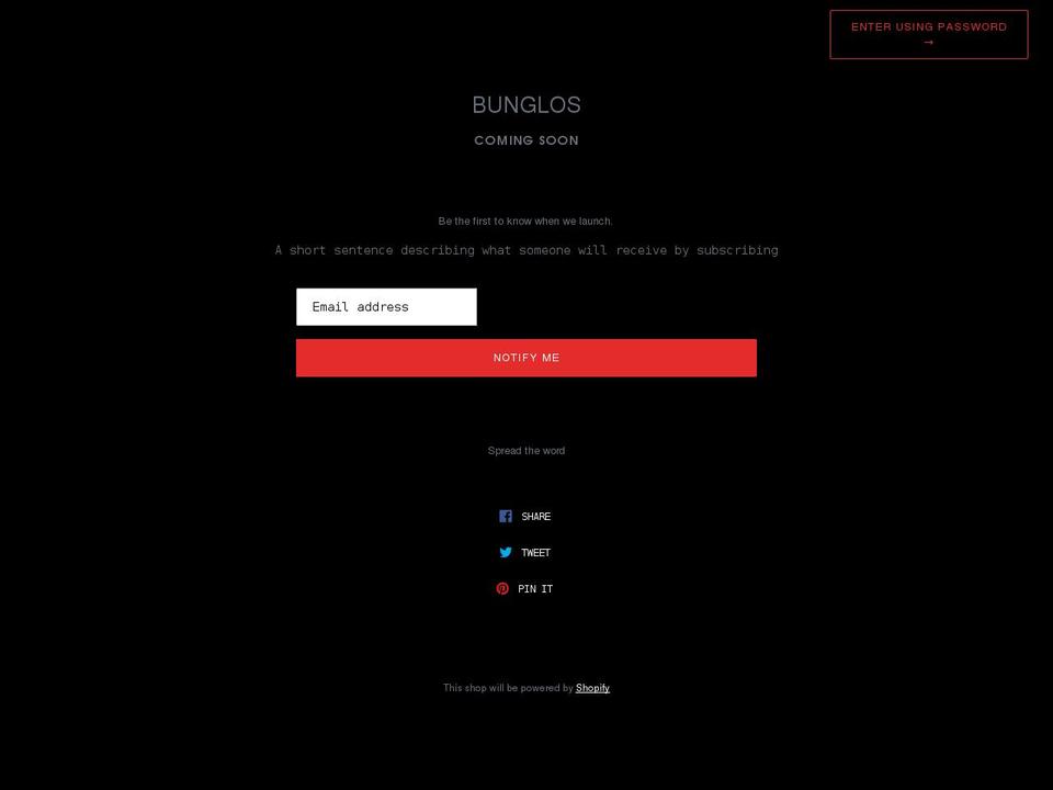bunglos.com shopify website screenshot