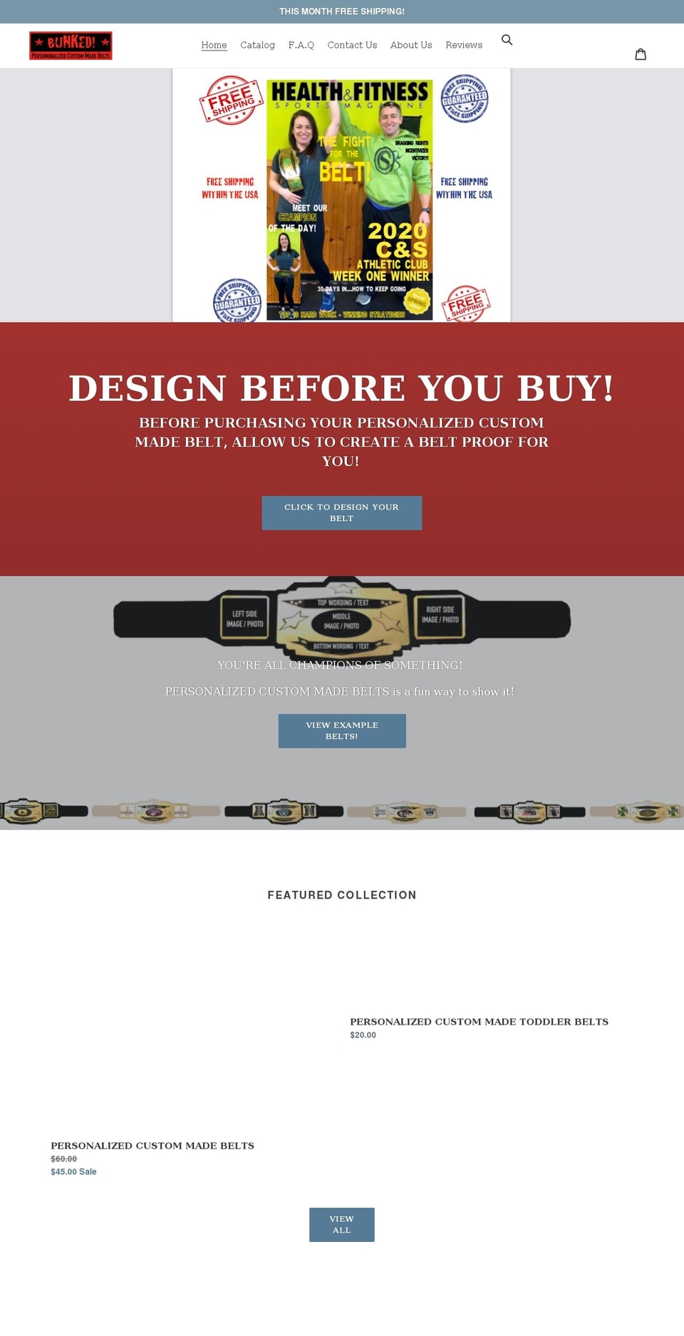 bunkedbelts.com shopify website screenshot