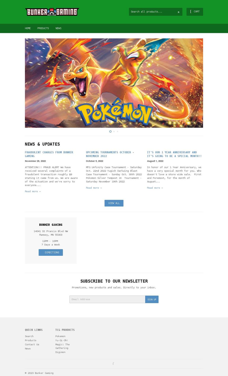 bunkergaming.net shopify website screenshot
