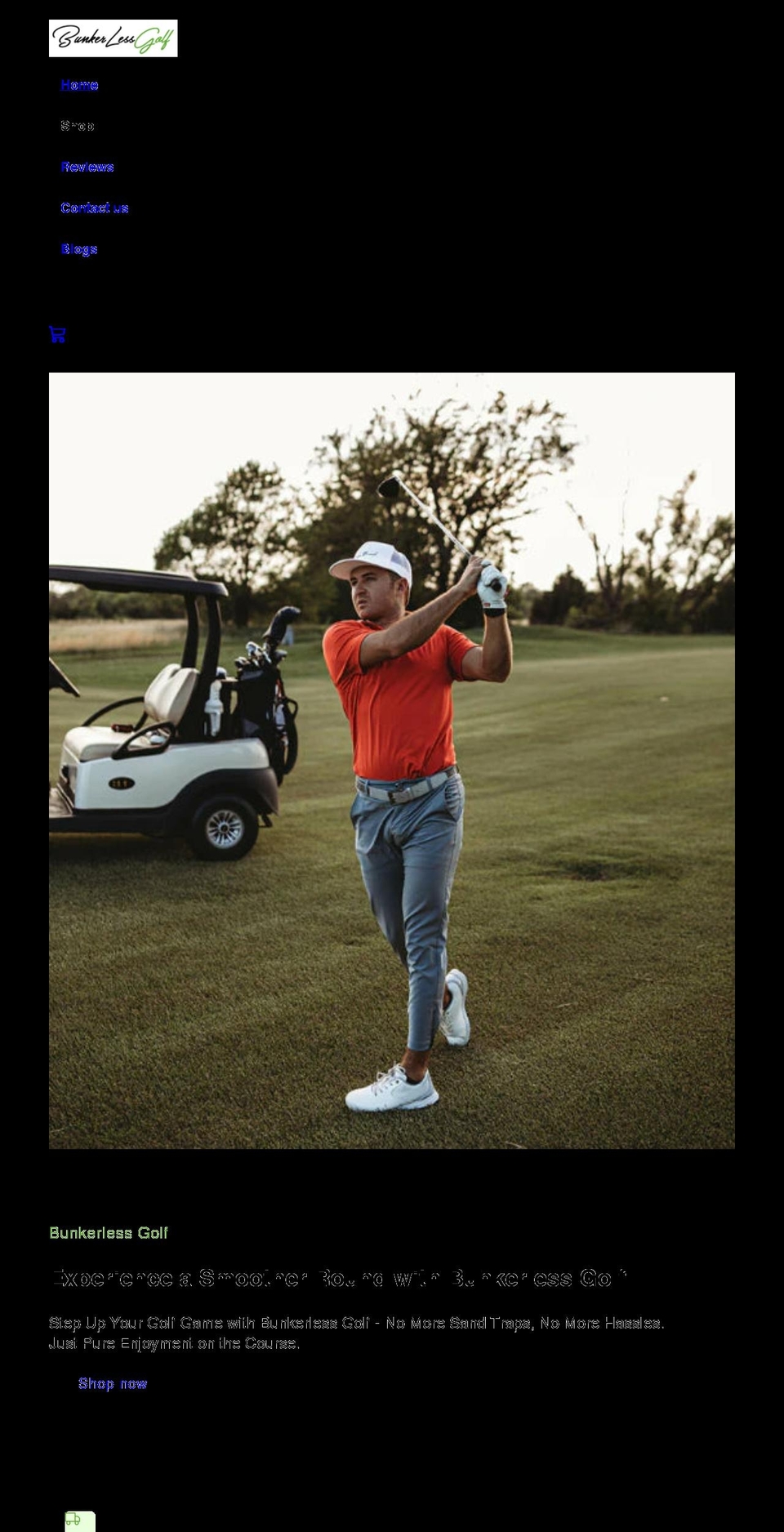 bunkerlessgolf.com shopify website screenshot