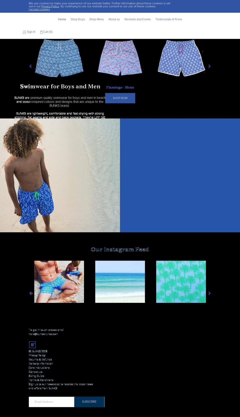 bunkstrunks.com — Shopify storefront screenshot