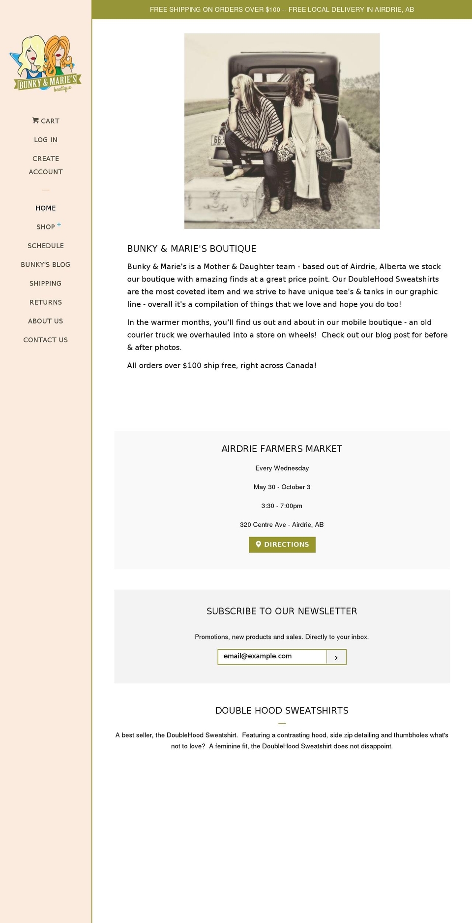 bunkyandmaries.com shopify website screenshot