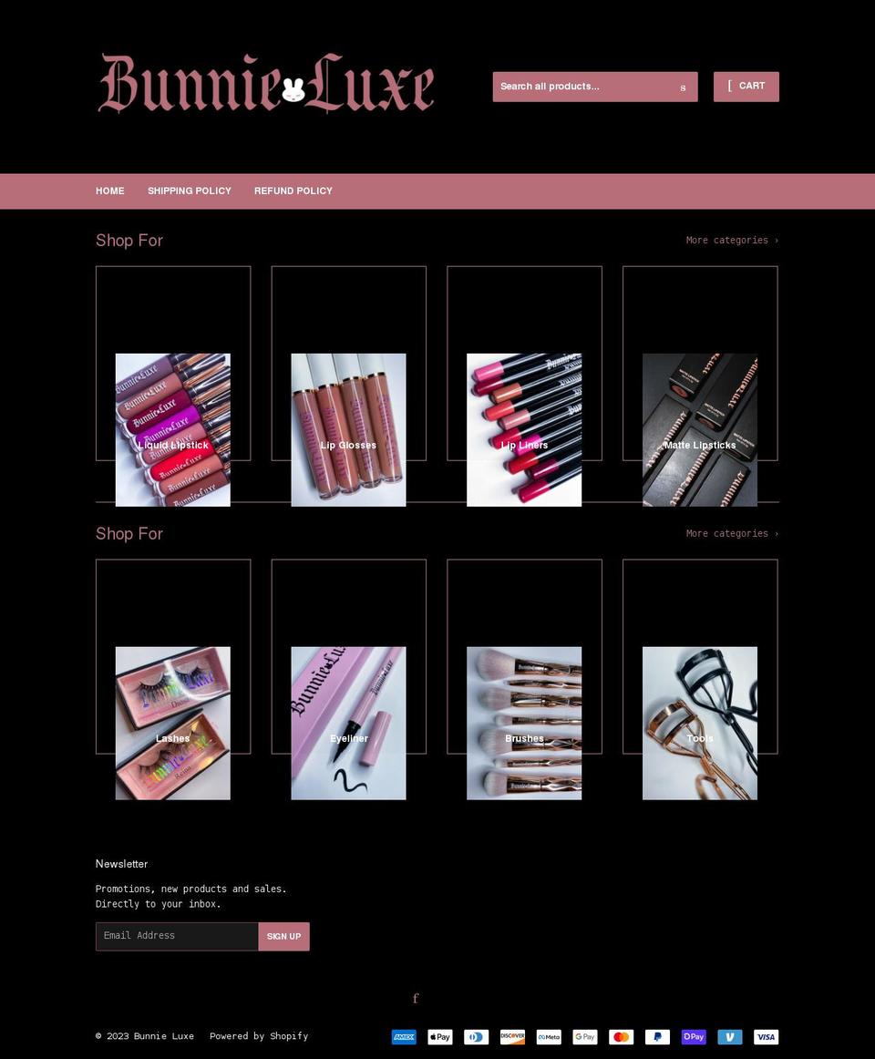 bunnieluxe.com shopify website screenshot