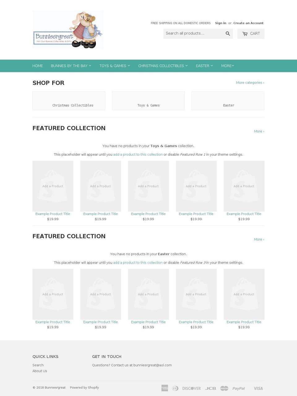 bunniesrgreat.com — Shopify storefront screenshot