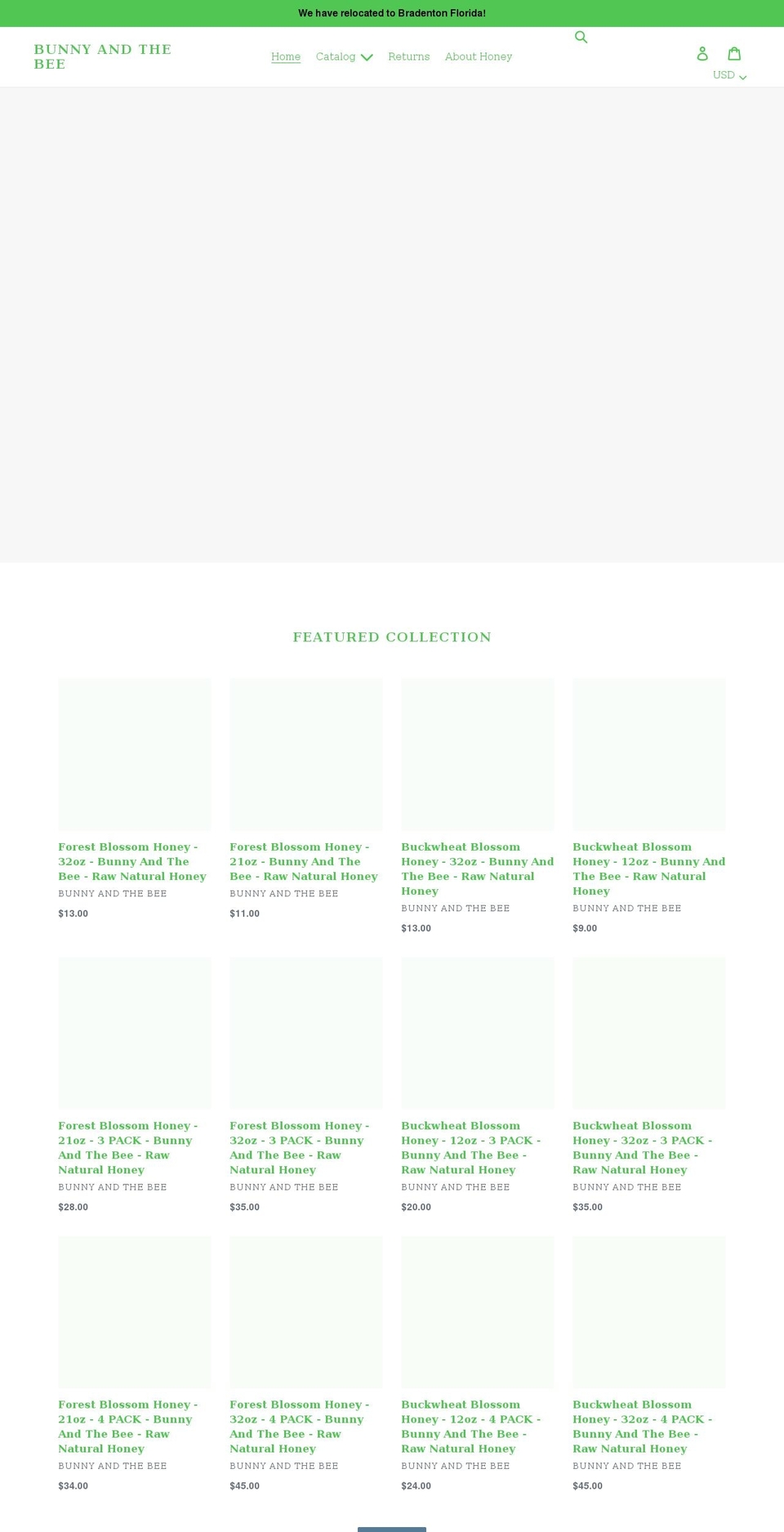 bunnyandthebee.com shopify website screenshot