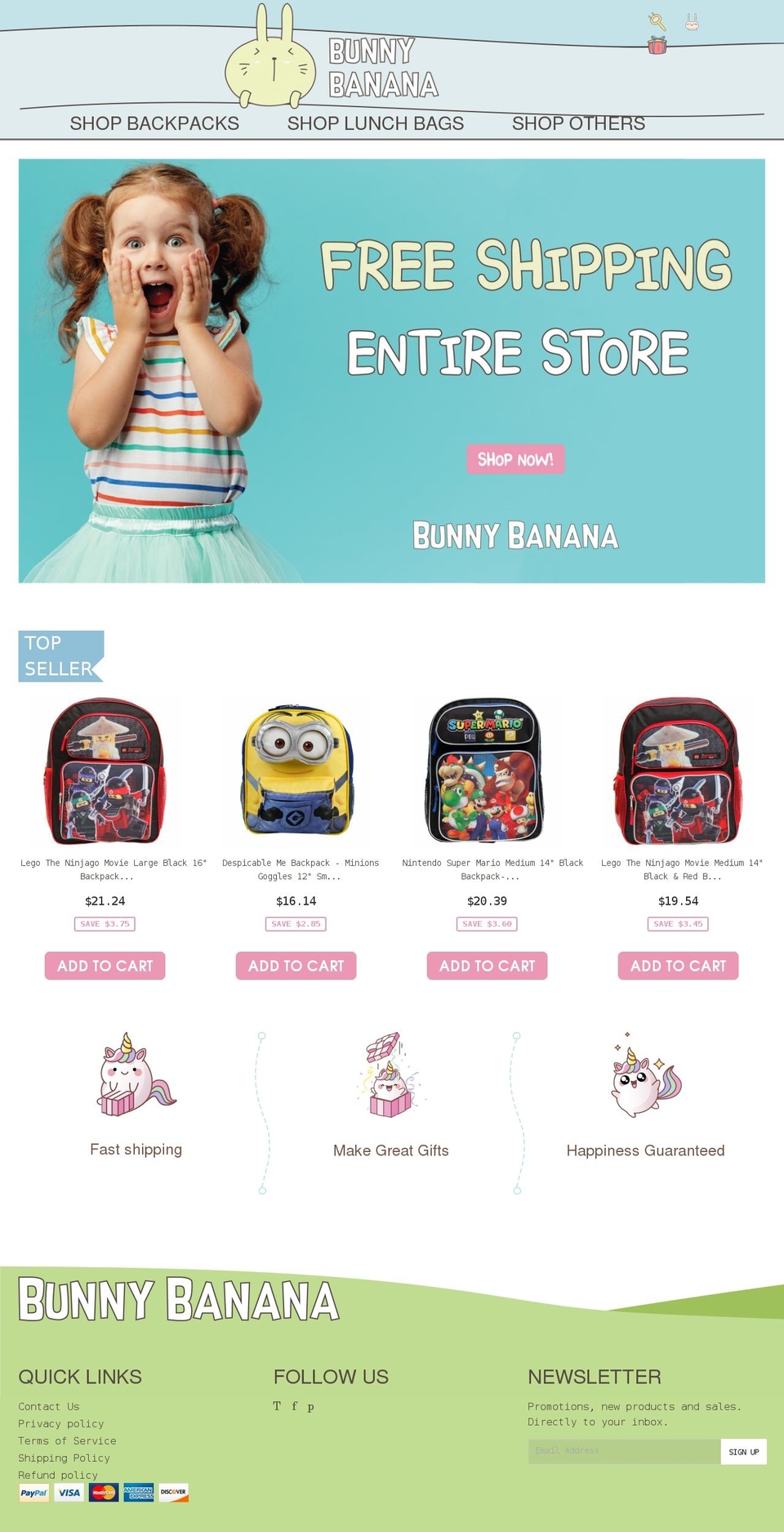 bunnybanana.net shopify website screenshot
