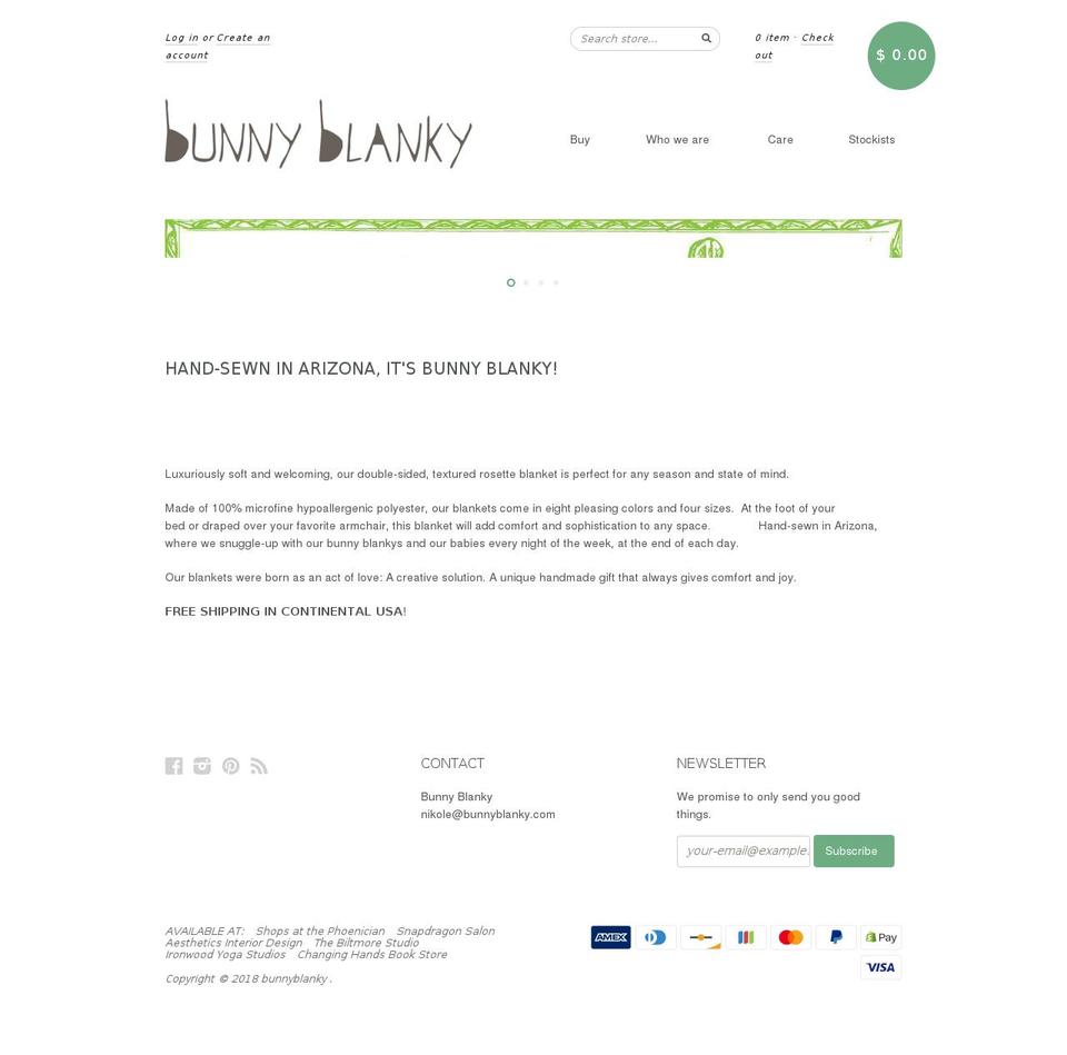 bunnyblanky.com shopify website screenshot