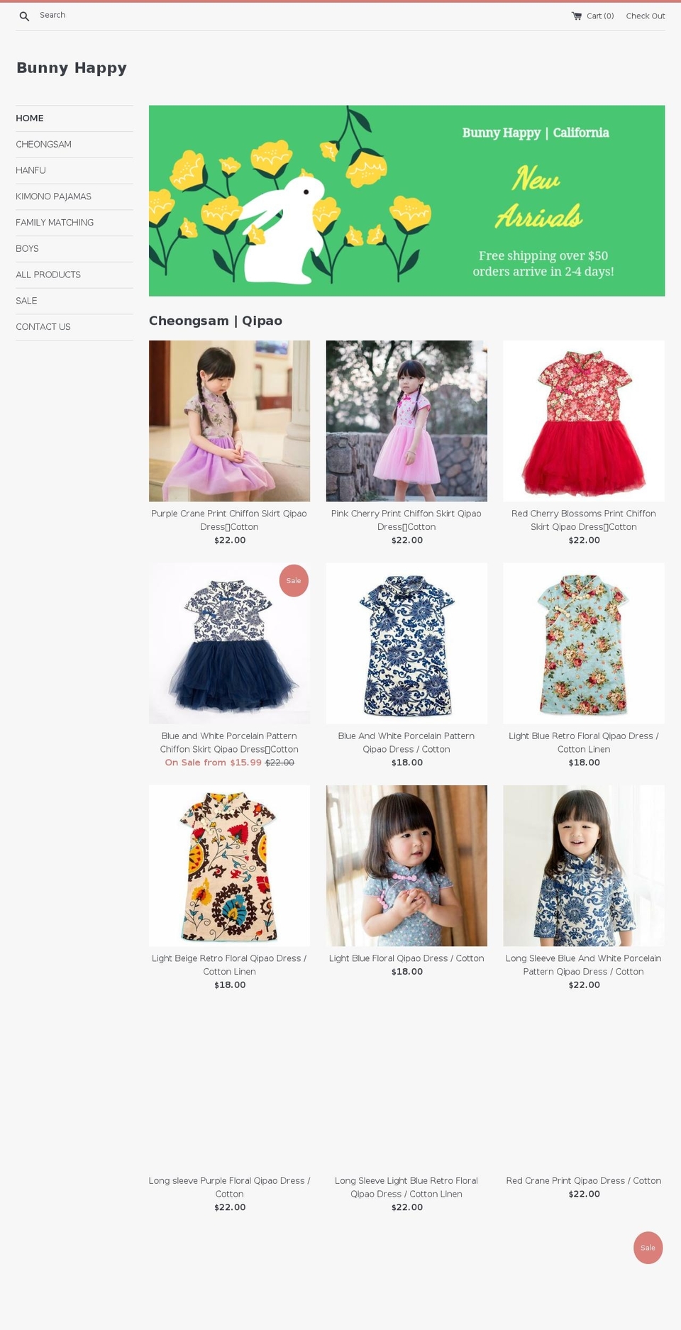 bunnyhappy.com — Shopify storefront screenshot