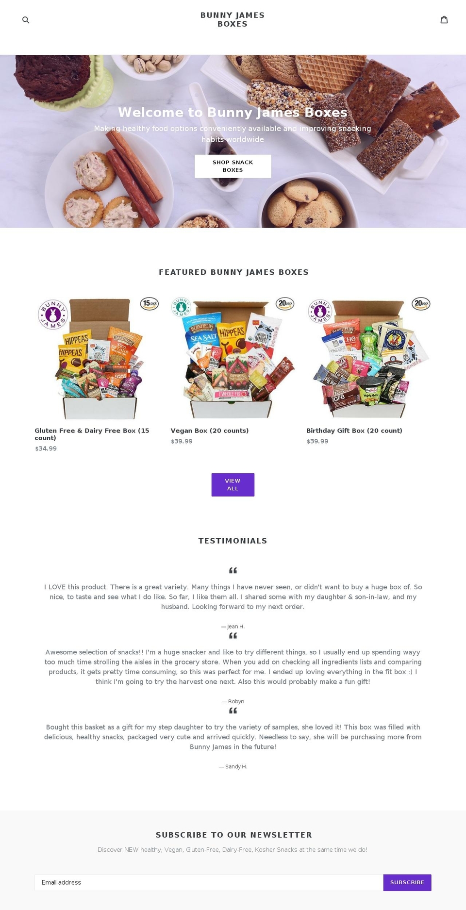 bunnyjamesboxes.com — Shopify storefront screenshot
