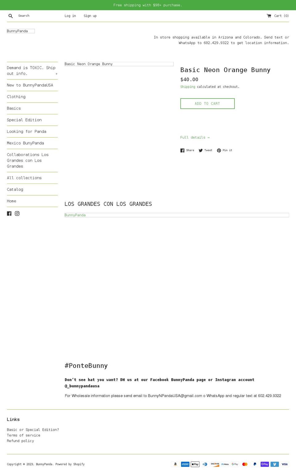 bunnypandausa.com shopify website screenshot