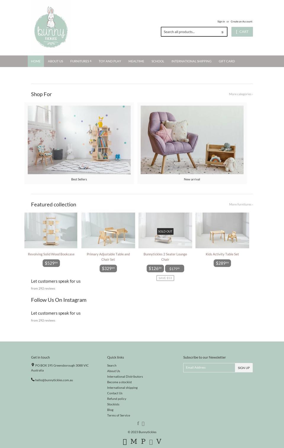 bunnytickles.com.au shopify website screenshot