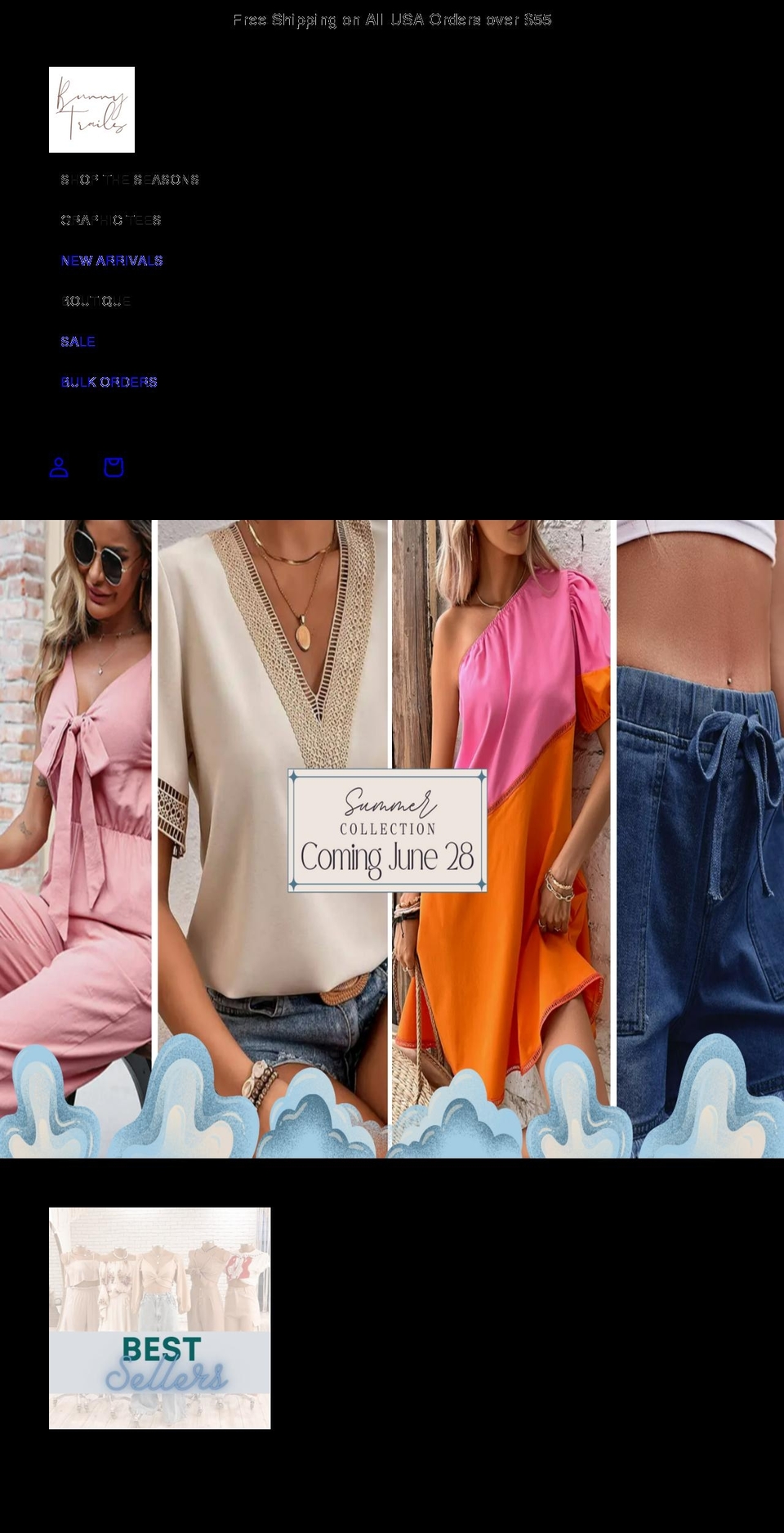 bunnytrailsboutique.com shopify website screenshot