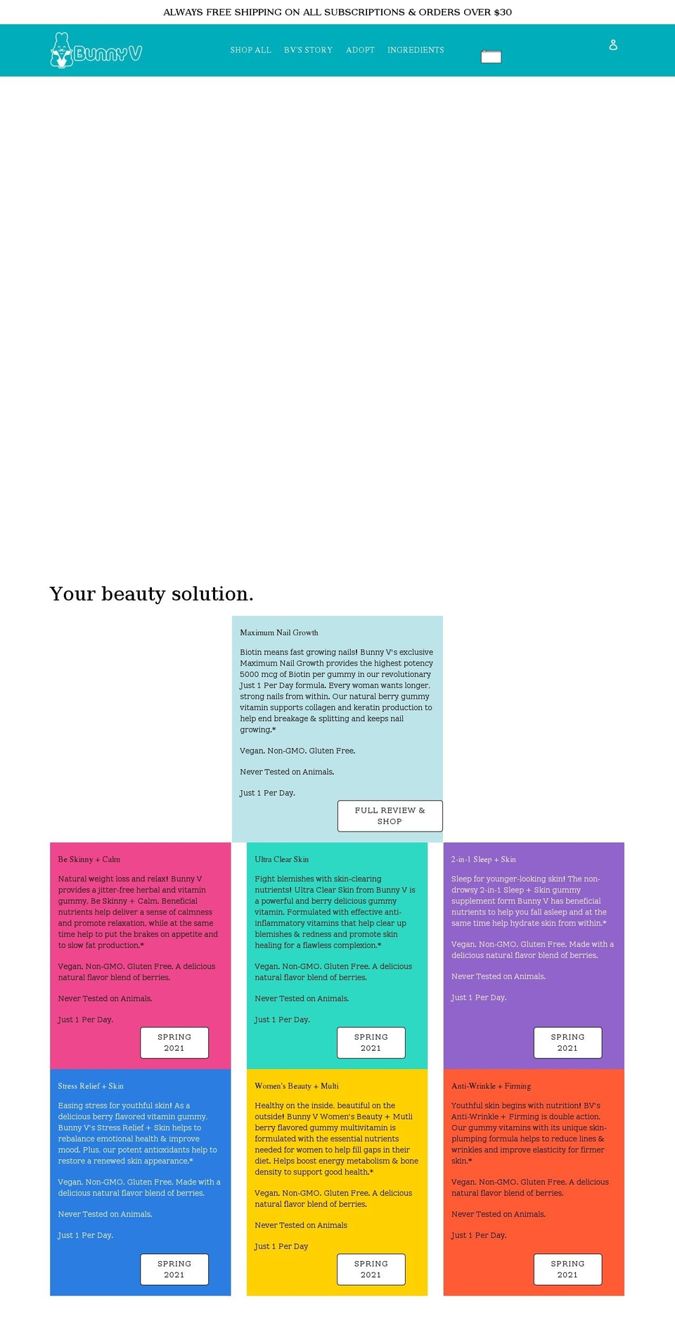 bunnyvnutrition.com shopify website screenshot