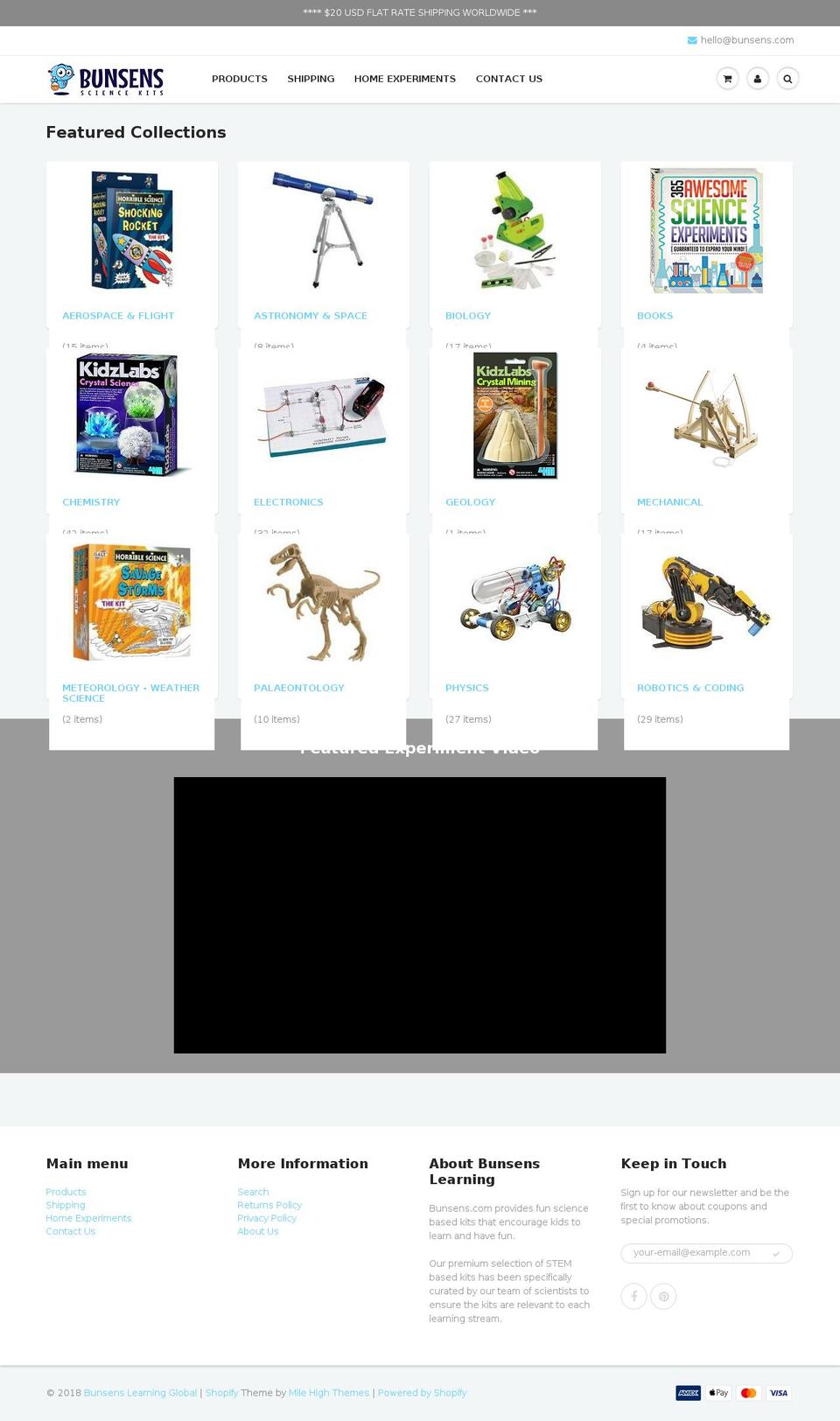 bunsens.com — Shopify storefront screenshot