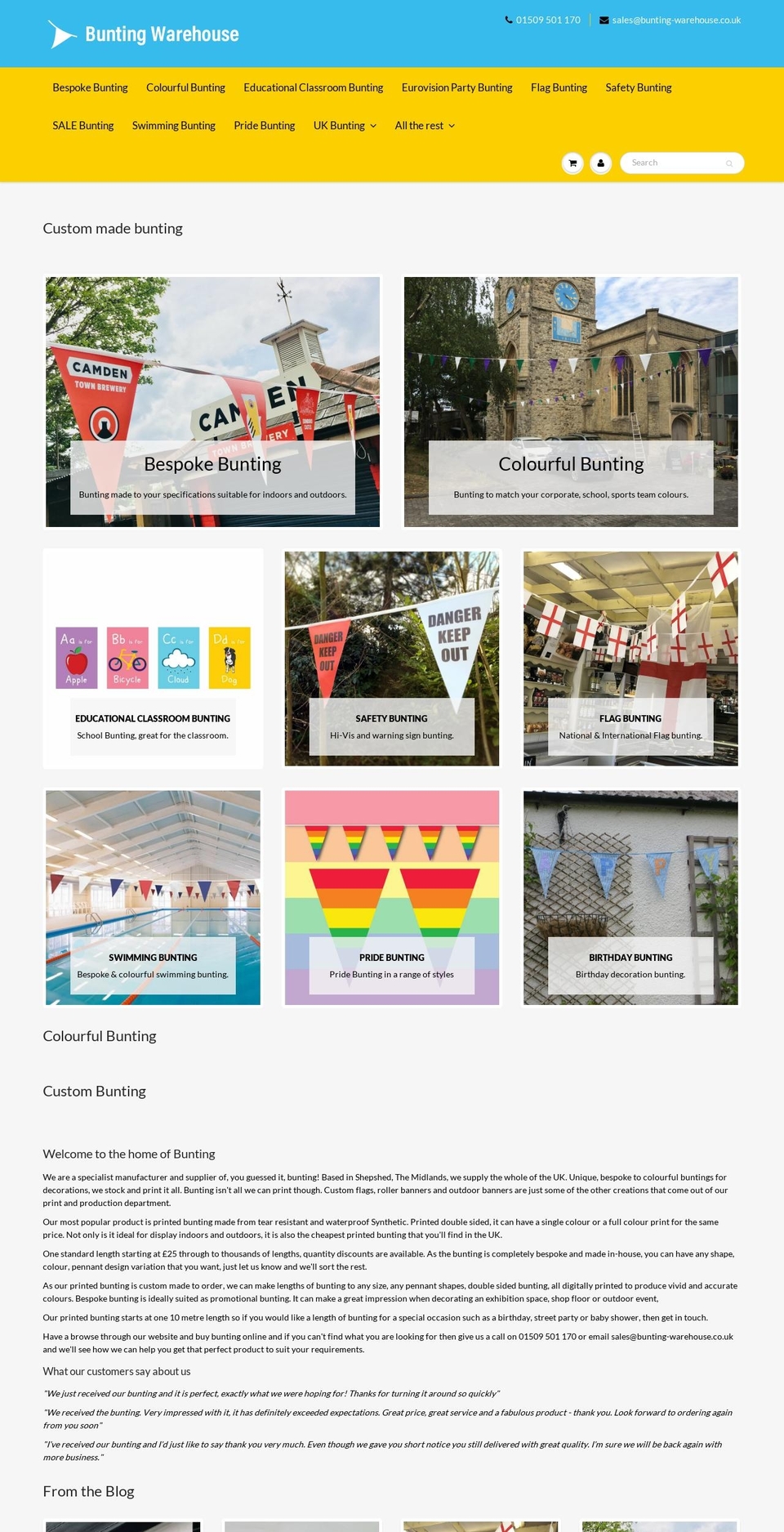 bunting-warehouse.co.uk shopify website screenshot