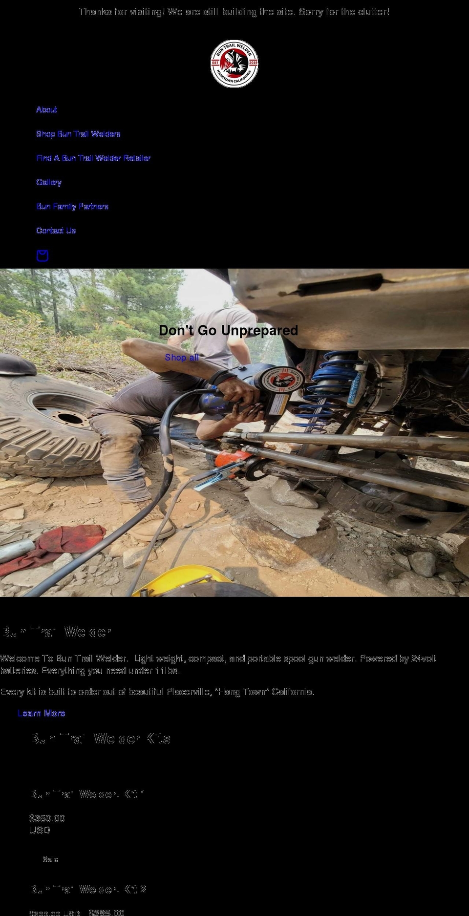 buntrailwelder.com shopify website screenshot