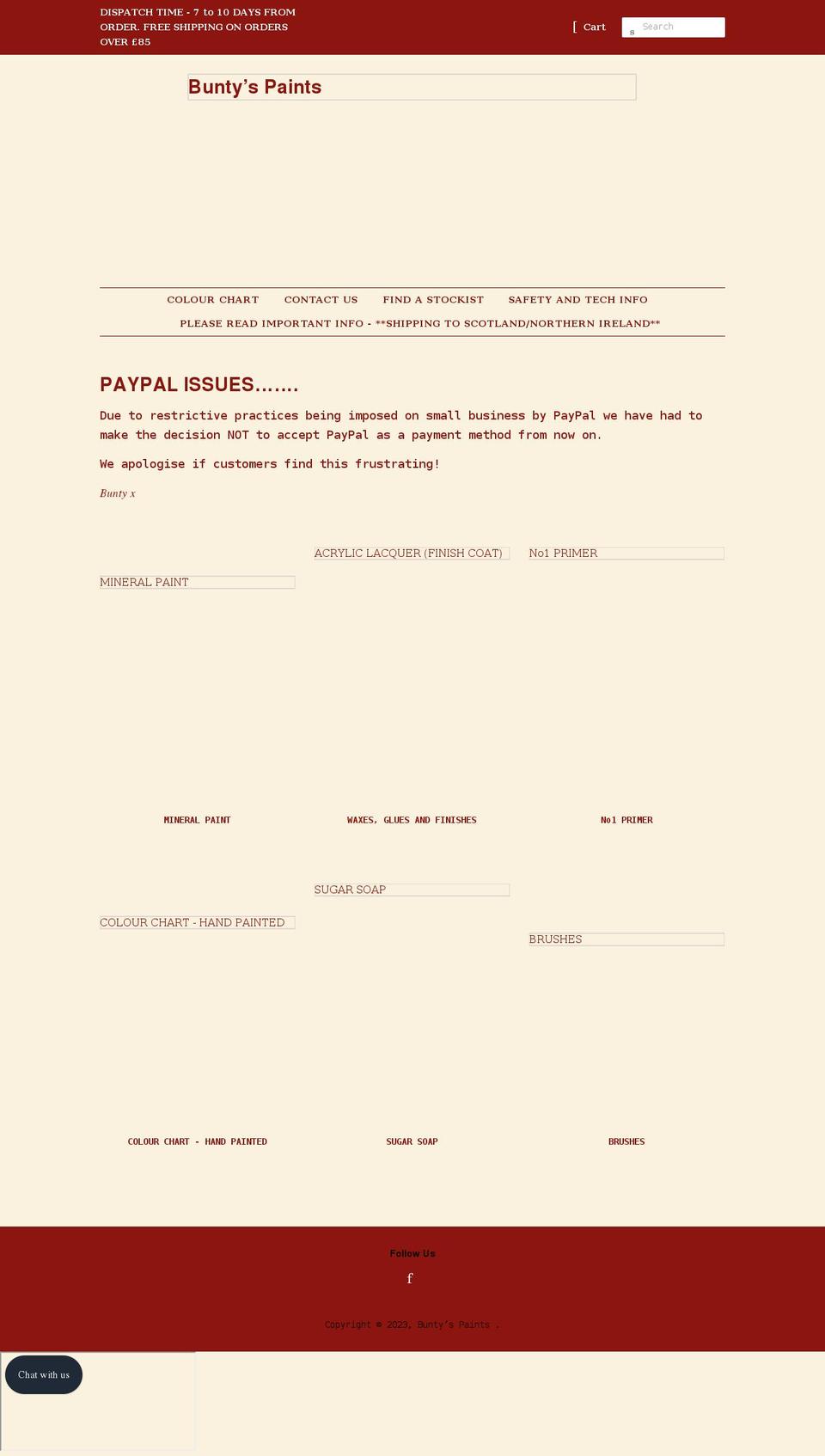 buntyspaints.com shopify website screenshot