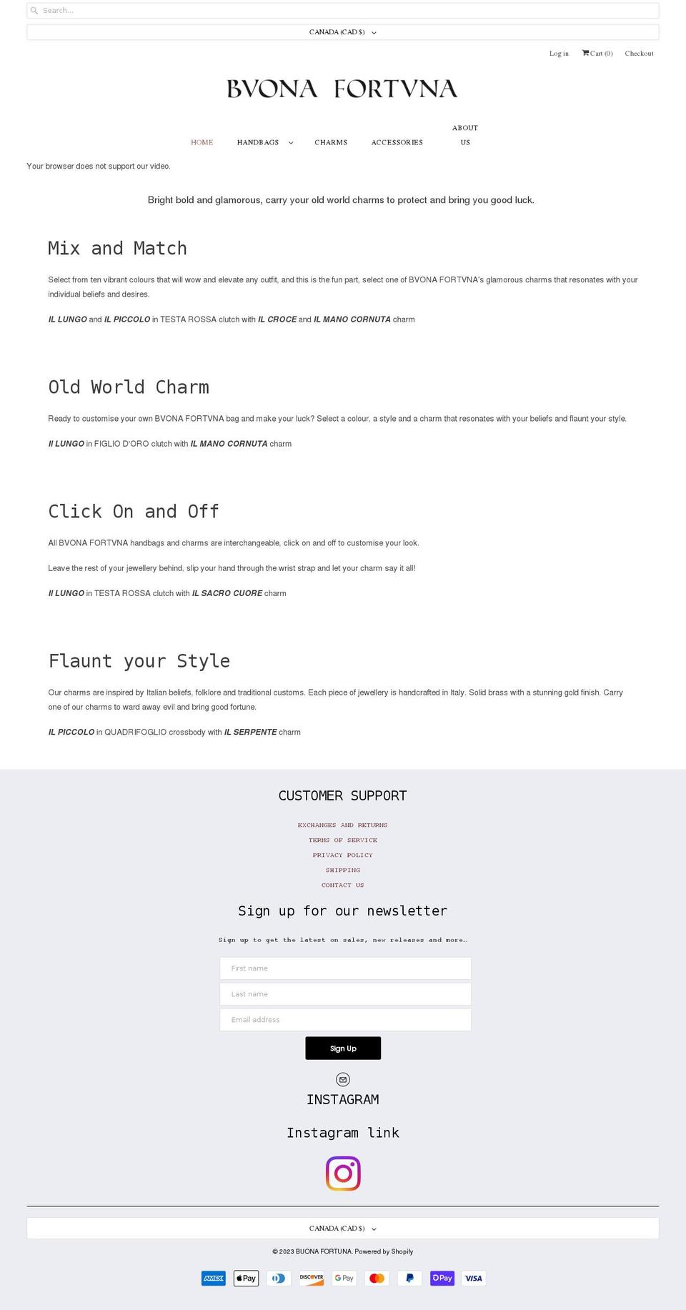 buonafortuna.ca shopify website screenshot