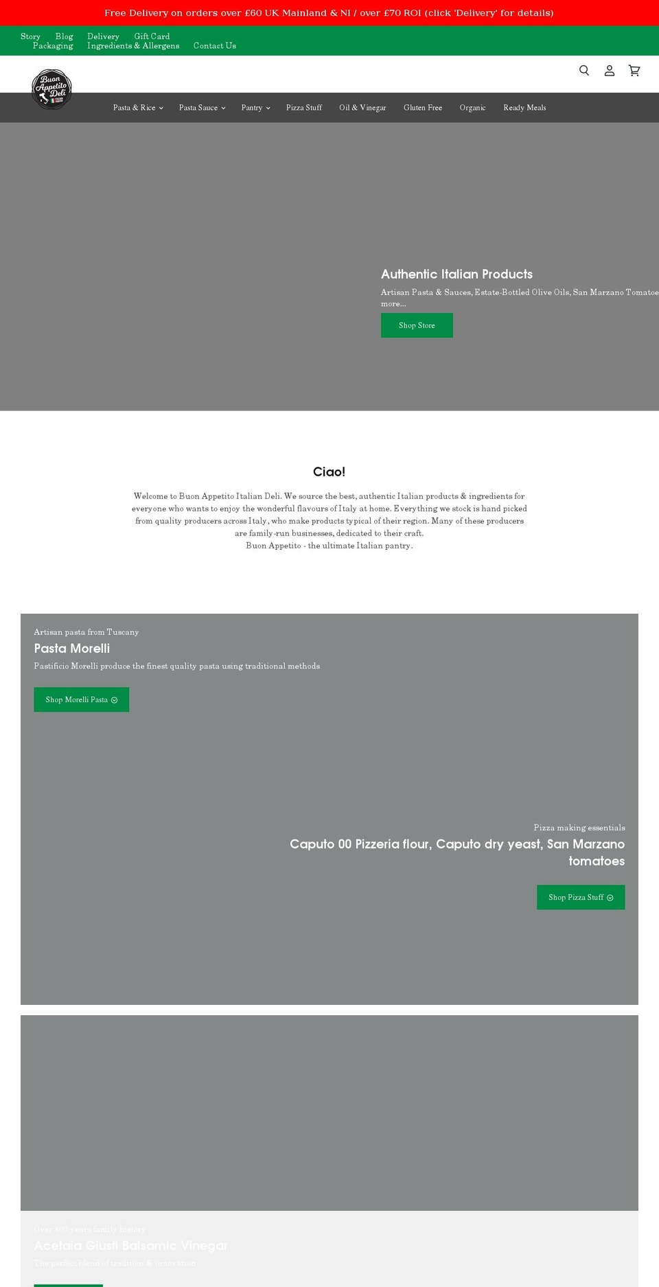 buonappetitodeli.com shopify website screenshot