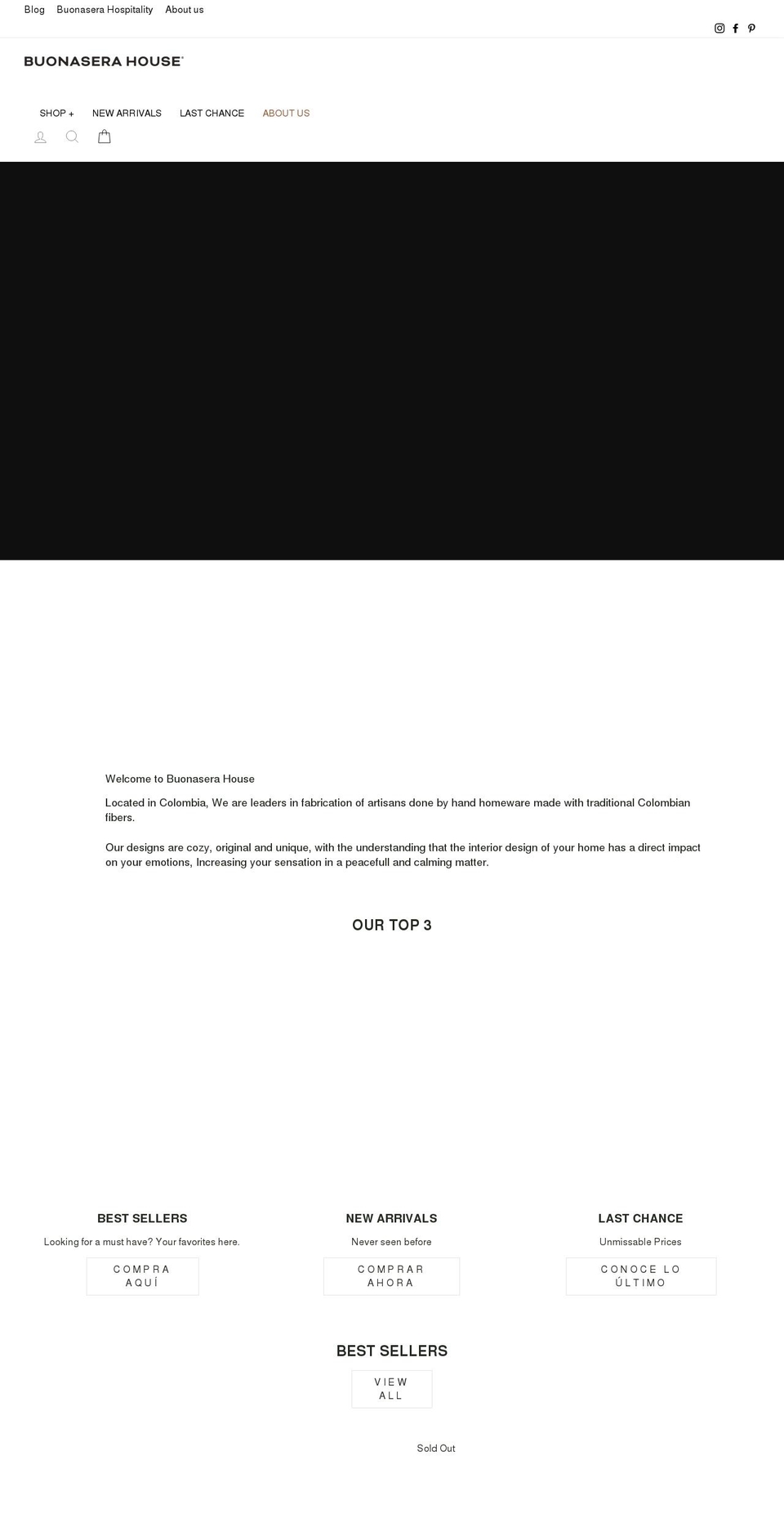 buonaserahouse.com — Shopify storefront screenshot