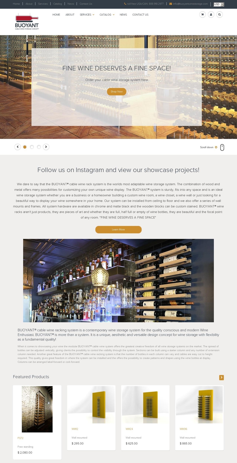 buoyantwinestorage.com shopify website screenshot