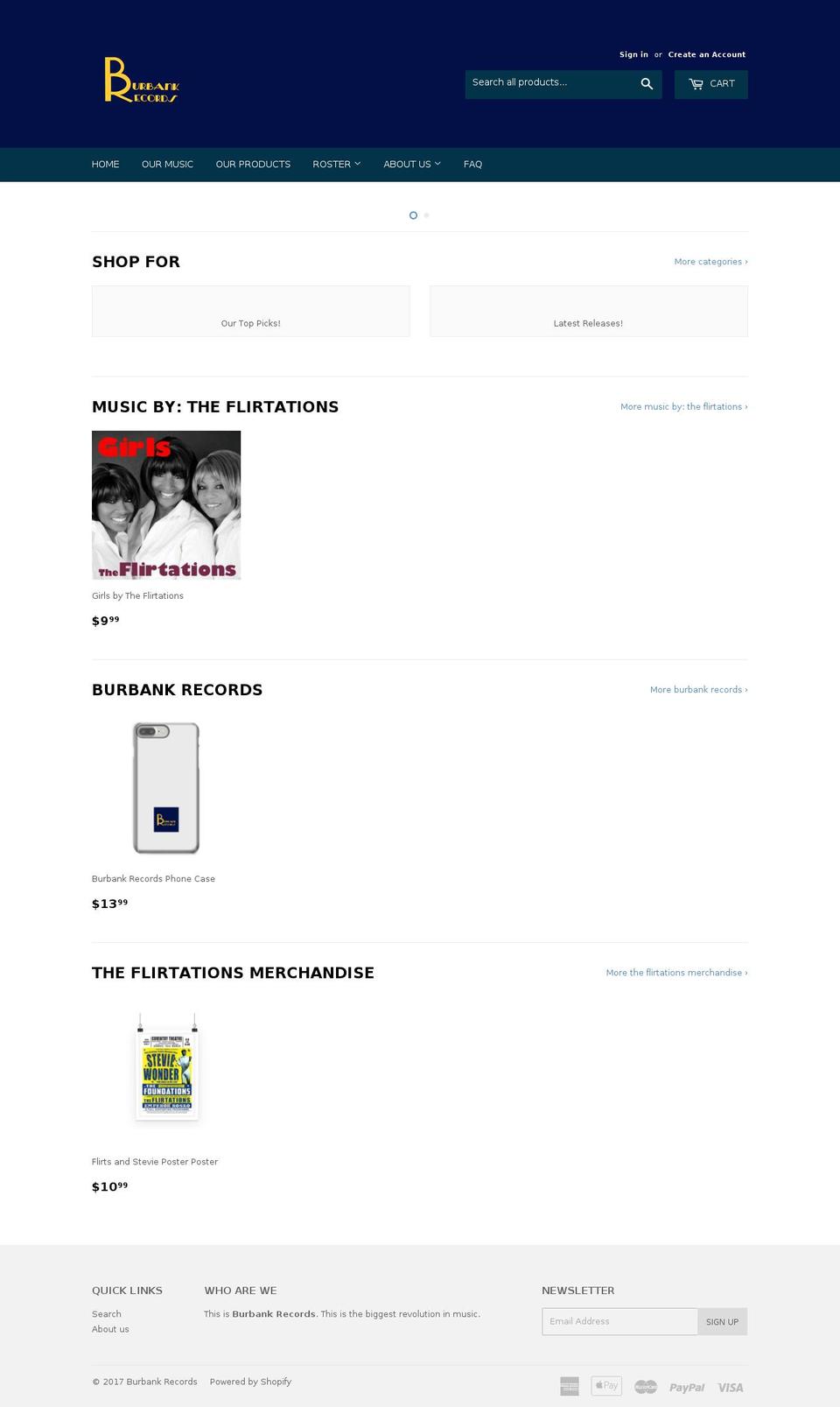 burbankrecords.com shopify website screenshot