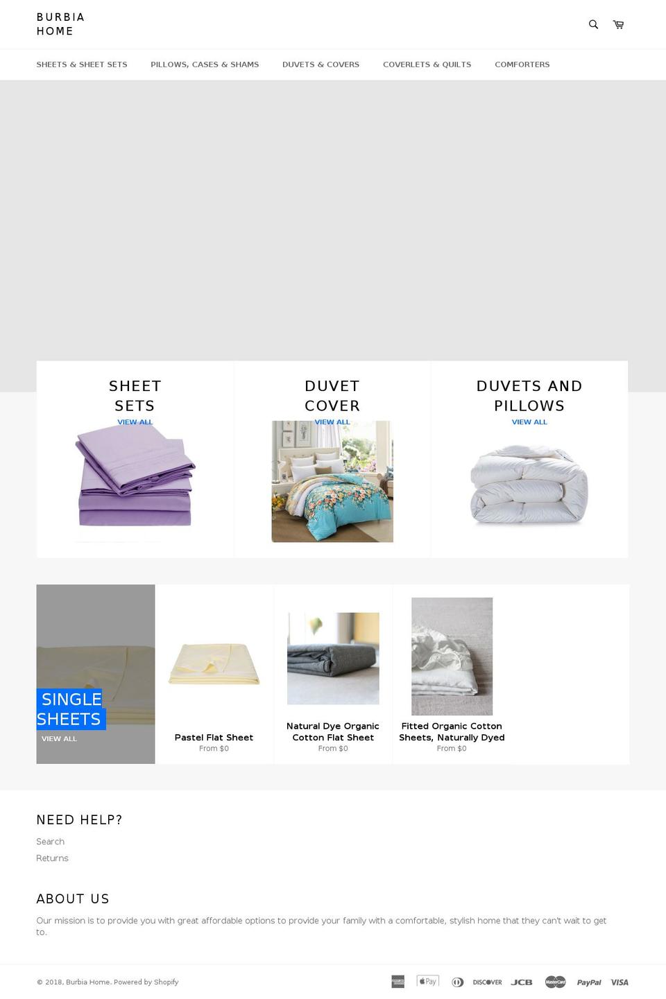 burbiahome.com — Shopify storefront screenshot