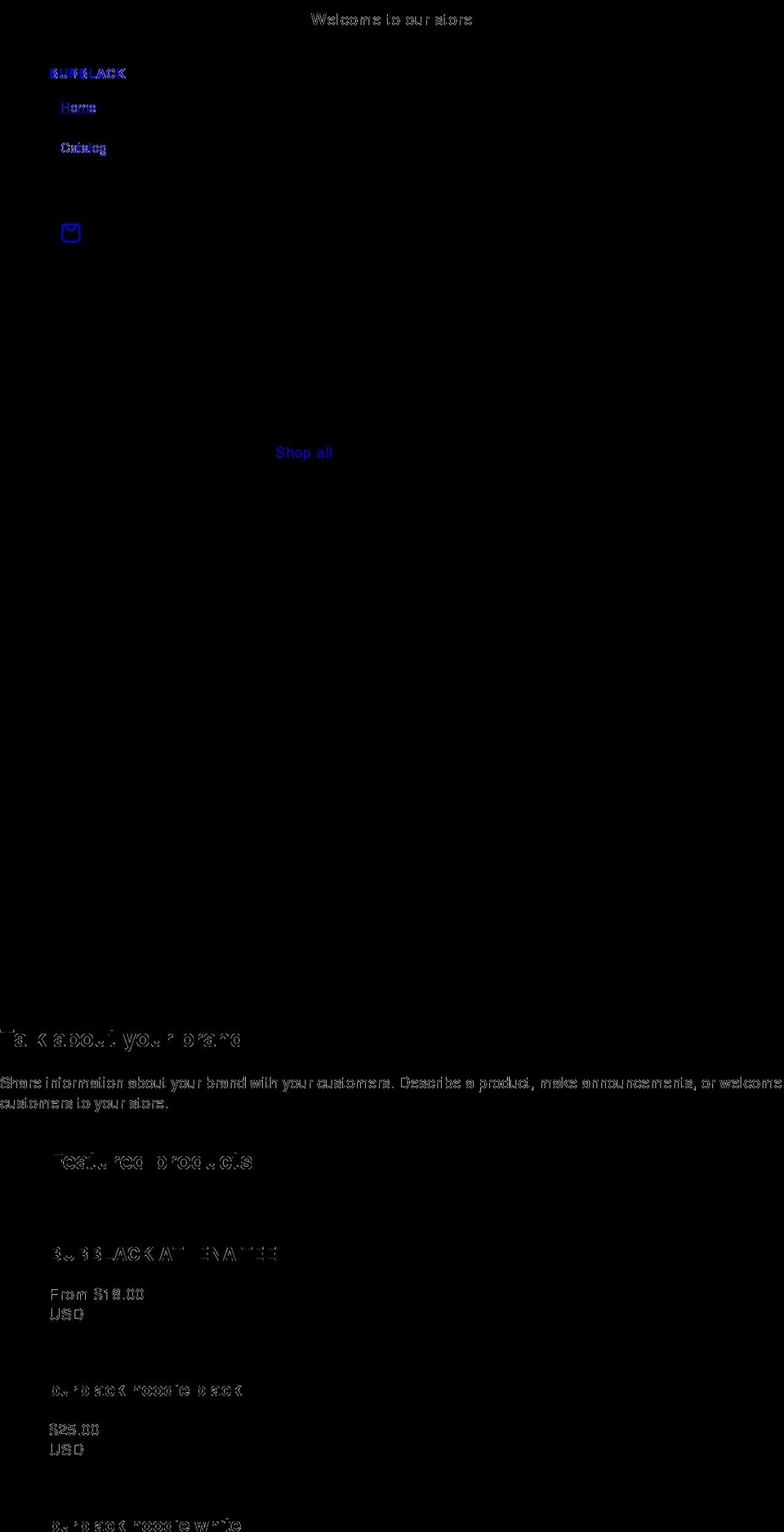 burblack.com shopify website screenshot