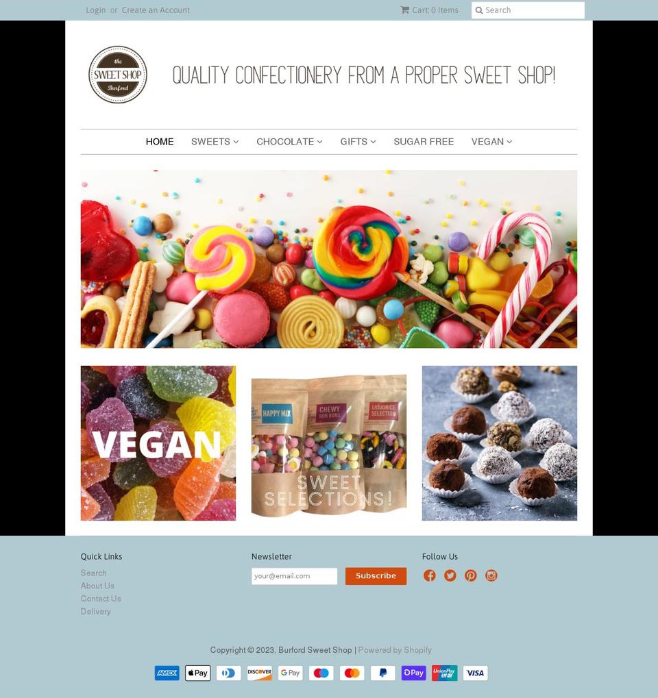 burfordsweetshop.co.uk shopify website screenshot