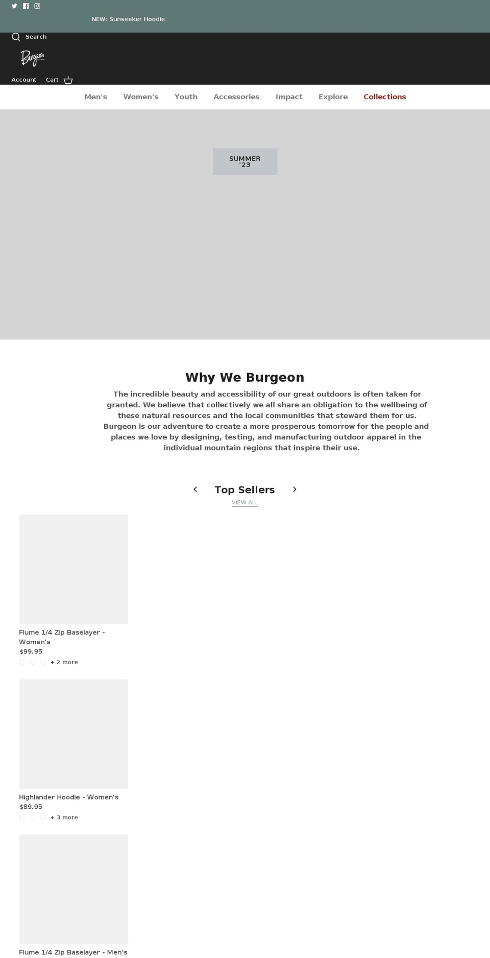 burgeonoutdoor.com shopify website screenshot