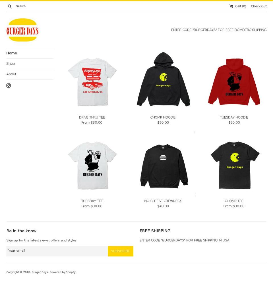 burger-days.com — Shopify storefront screenshot