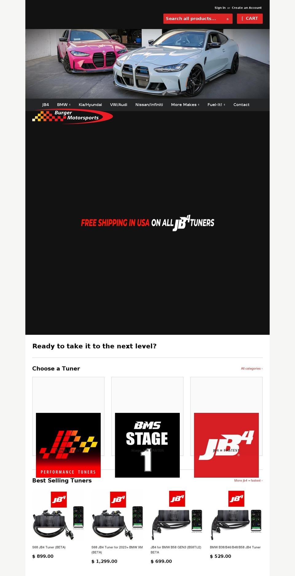 burger-motorsports.myshopify.com — Shopify storefront screenshot