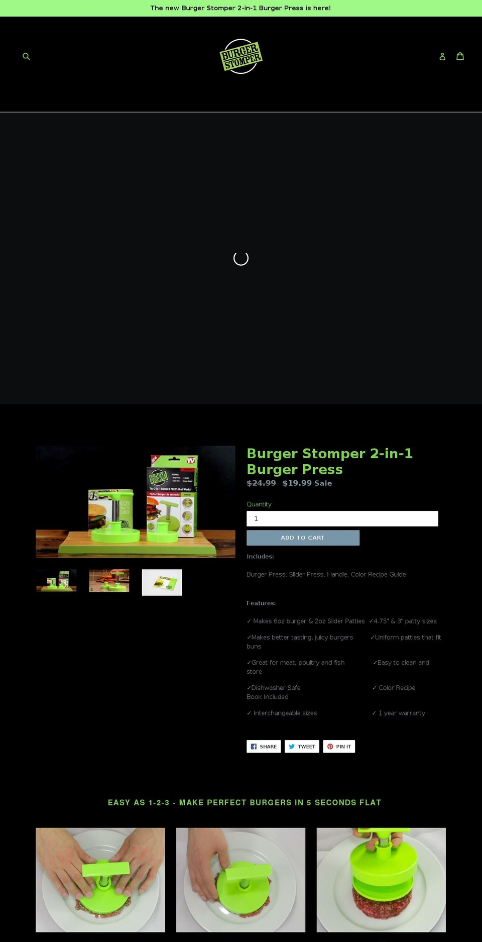 New Site Shopify theme site example burgerstomper.com