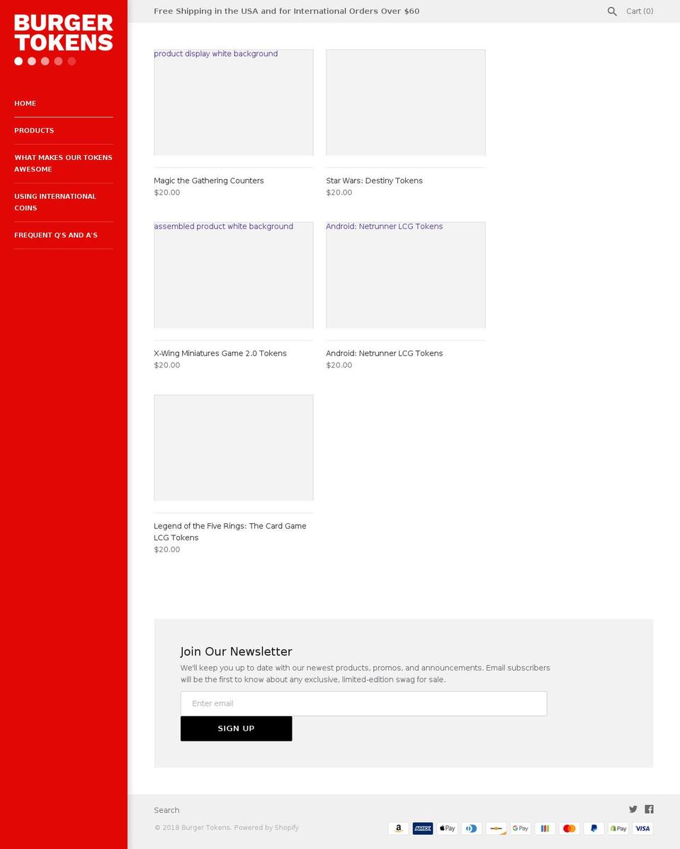 burgertokens.com shopify website screenshot