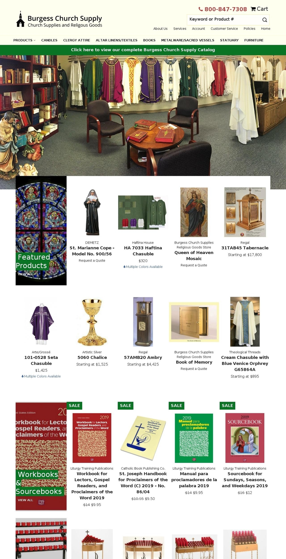 burgesschurchsupplies.com — Shopify storefront screenshot